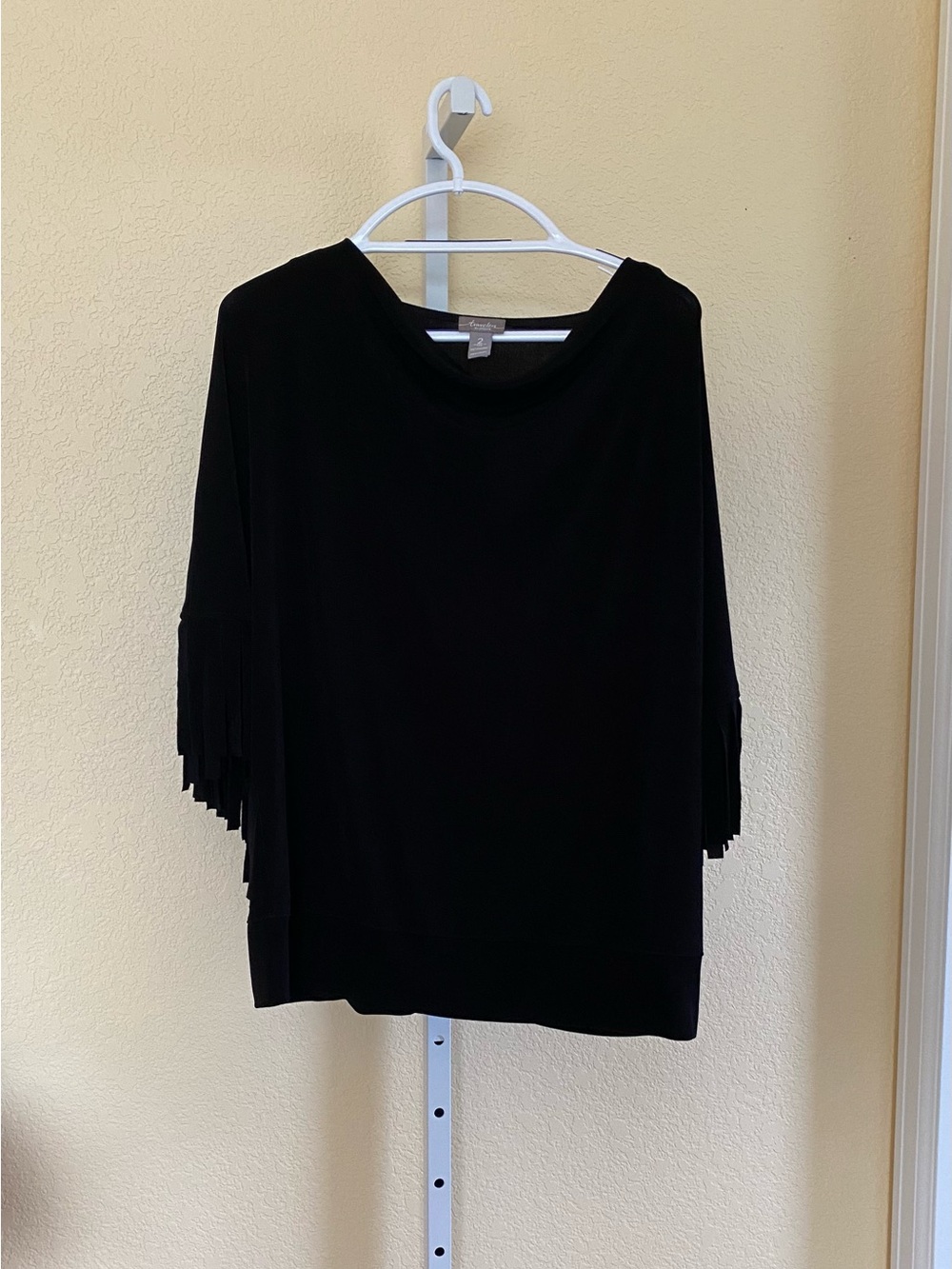 Chico's Black Fringe-Sleeve shirt size large